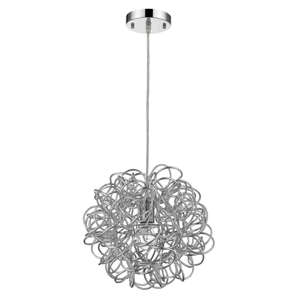 Homeroots Mingle 1-light Polished Chrome Pendant With Faceted Chrome Aluminum Wire Shade   398305