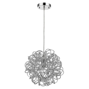 Homeroots Mingle 1-light Polished Chrome Pendant With Faceted Chrome Aluminum Wire Shade   398305