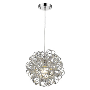 Homeroots Mingle 1-light Polished Chrome Pendant With Faceted Chrome Aluminum Wire Shade   398305