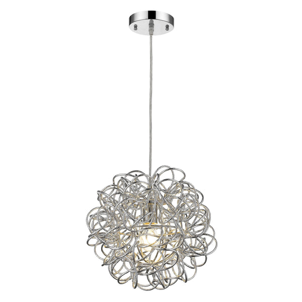 Homeroots Mingle 1-light Polished Chrome Pendant With Faceted Chrome Aluminum Wire Shade   398305