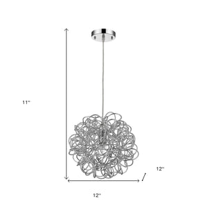 Homeroots Mingle 1-light Polished Chrome Pendant With Faceted Chrome Aluminum Wire Shade   398305