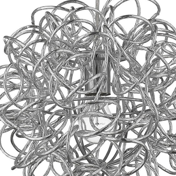 Homeroots Mingle 1-light Polished Chrome Pendant With Faceted Chrome Aluminum Wire Shade   398305