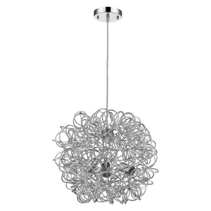 Homeroots Mingle 3-light Polished Chrome Pendant With Faceted Chrome Aluminum Wire Shade   398306