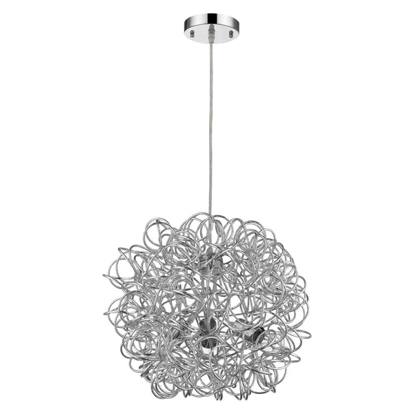 Homeroots Mingle 3-light Polished Chrome Pendant With Faceted Chrome Aluminum Wire Shade   398306