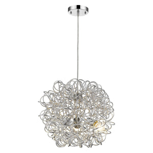 Homeroots Mingle 3-light Polished Chrome Pendant With Faceted Chrome Aluminum Wire Shade   398306