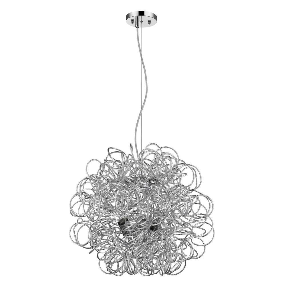 Homeroots Mingle 4-light Polished Chrome Pendant With Faceted Chrome Aluminum Wire Shade   398307