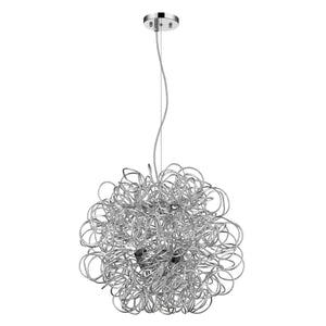 Homeroots Mingle 4-light Polished Chrome Pendant With Faceted Chrome Aluminum Wire Shade   398307