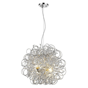 Homeroots Mingle 4-light Polished Chrome Pendant With Faceted Chrome Aluminum Wire Shade   398307