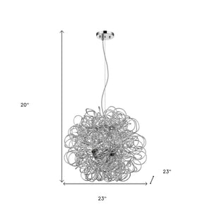 Homeroots Mingle 4-light Polished Chrome Pendant With Faceted Chrome Aluminum Wire Shade   398307