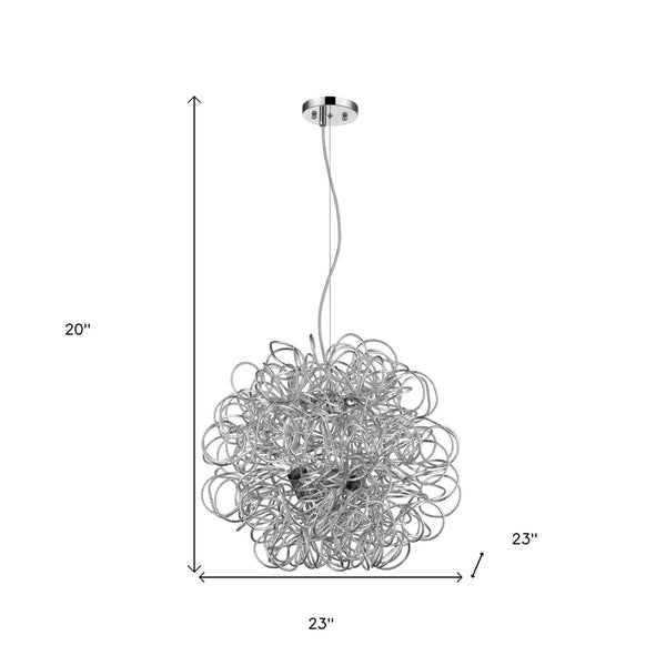 Homeroots Mingle 4-light Polished Chrome Pendant With Faceted Chrome Aluminum Wire Shade   398307