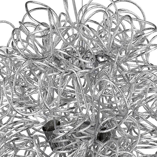 Homeroots Mingle 4-light Polished Chrome Pendant With Faceted Chrome Aluminum Wire Shade   398307