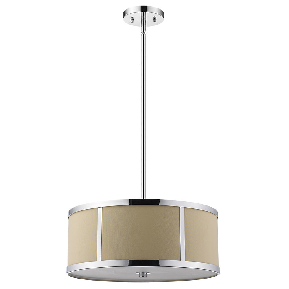 Homeroots Butler 2-light Polished Chrome Pendant With Coarse Cream Linen Shade And Opal Acrylic Diffuser   398308