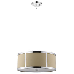 Homeroots Butler 2-light Polished Chrome Pendant With Coarse Cream Linen Shade And Opal Acrylic Diffuser   398308