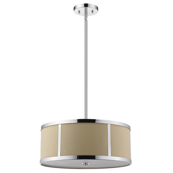 Homeroots Butler 2-light Polished Chrome Pendant With Coarse Cream Linen Shade And Opal Acrylic Diffuser   398308