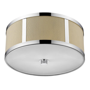 Homeroots Butler 2-light Polished Chrome Pendant With Coarse Cream Linen Shade And Opal Acrylic Diffuser   398308