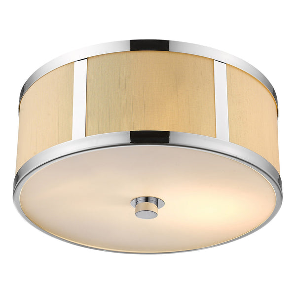 Homeroots Butler 2-light Polished Chrome Pendant With Coarse Cream Linen Shade And Opal Acrylic Diffuser   398308