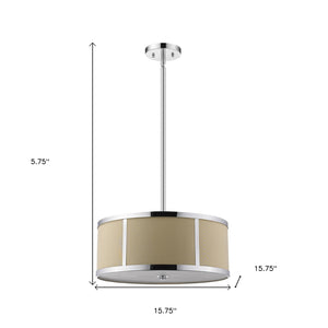 Homeroots Butler 2-light Polished Chrome Pendant With Coarse Cream Linen Shade And Opal Acrylic Diffuser   398308