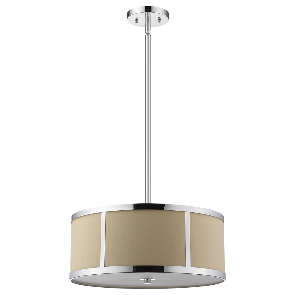 Homeroots Butler 3-light Polished Chrome Pendant With Coarse Cream Linen Shade And Opal Acrylic Diffuser   398309