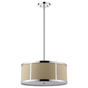 Homeroots Butler 3-light Polished Chrome Pendant With Coarse Cream Linen Shade And Opal Acrylic Diffuser   398309