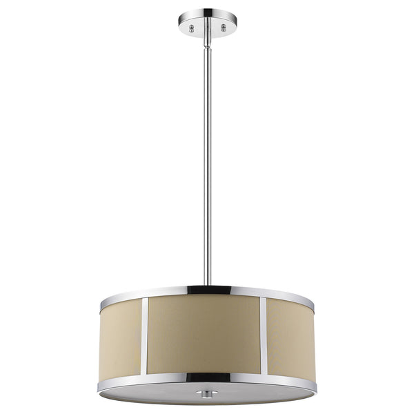 Homeroots Butler 3-light Polished Chrome Pendant With Coarse Cream Linen Shade And Opal Acrylic Diffuser   398309