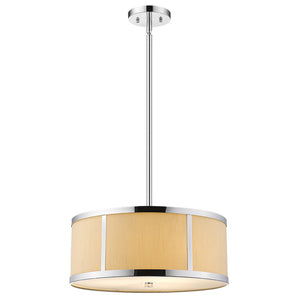 Homeroots Butler 3-light Polished Chrome Pendant With Coarse Cream Linen Shade And Opal Acrylic Diffuser   398309