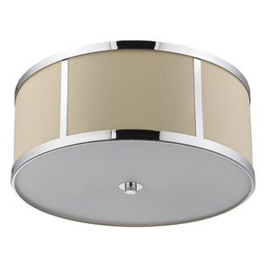 Homeroots Butler 3-light Polished Chrome Pendant With Coarse Cream Linen Shade And Opal Acrylic Diffuser   398309