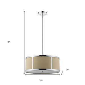 Homeroots Butler 3-light Polished Chrome Pendant With Coarse Cream Linen Shade And Opal Acrylic Diffuser   398309