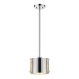 Homeroots Zoom 1-light Polished Stainless Steel Pendant With Seeded Acrylic Accents   398310