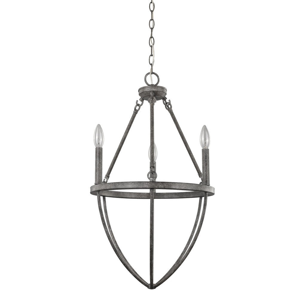 Homeroots Ash Gray Candle Style Three Light Metal Dimmable Chandelier   398312