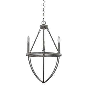 Homeroots Ash Gray Candle Style Three Light Metal Dimmable Chandelier   398312