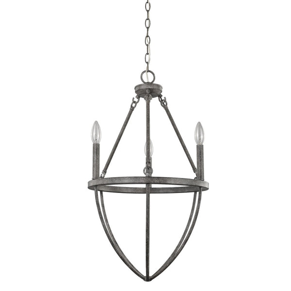 Homeroots Ash Gray Candle Style Three Light Metal Dimmable Chandelier   398312