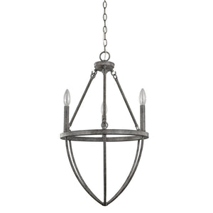 Homeroots Ash Gray Candle Style Three Light Metal Dimmable Chandelier   398312