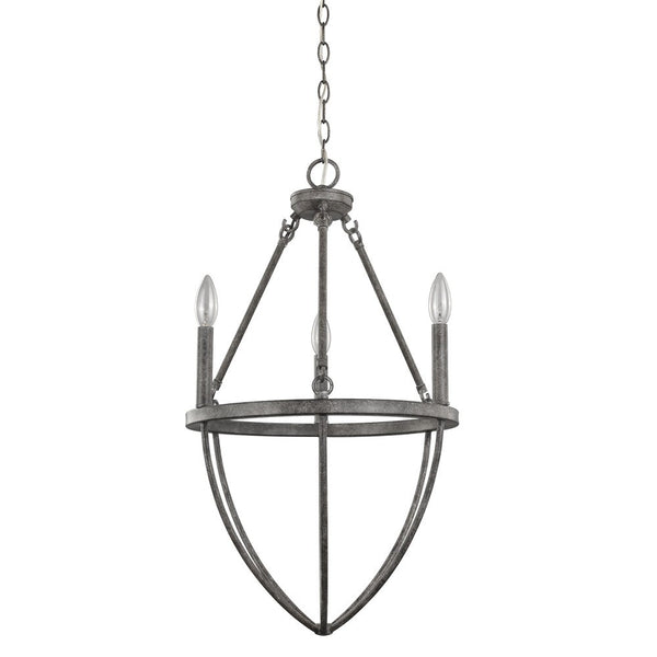 Homeroots Ash Gray Candle Style Three Light Metal Dimmable Chandelier   398312