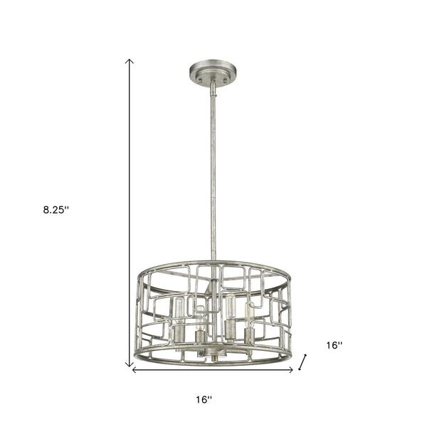 Homeroots Amoret 4-light Antique Silver Convertible Pendant   398317