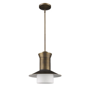 Homeroots Greta 1-light Raw Brass Pendant With Gloss White Interior And Etched Glass Shade   398321