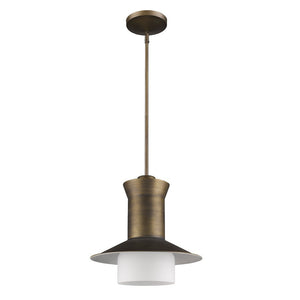 Homeroots Greta 1-light Raw Brass Pendant With Gloss White Interior And Etched Glass Shade   398321