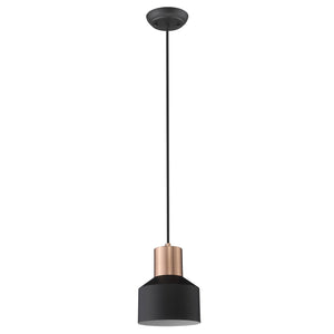 Homeroots Matte Black And Rose Gold Pendant Hanging Light   398322