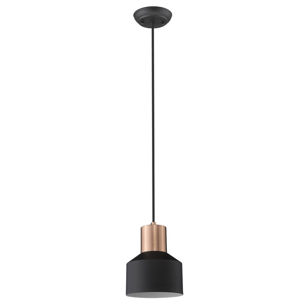 Homeroots Matte Black And Rose Gold Pendant Hanging Light   398322