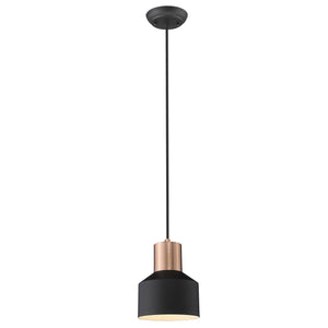 Homeroots Matte Black And Rose Gold Pendant Hanging Light   398322