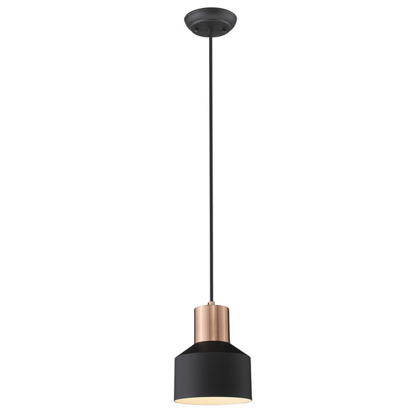 Homeroots Matte Black And Rose Gold Pendant Hanging Light   398322