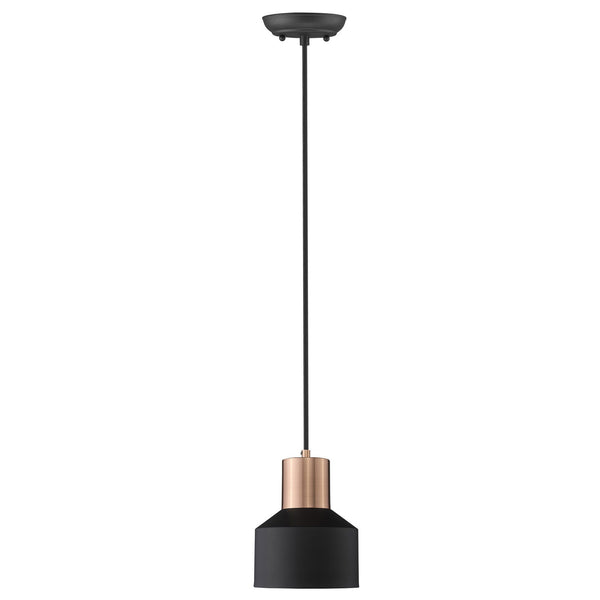 Homeroots Matte Black And Rose Gold Pendant Hanging Light   398322