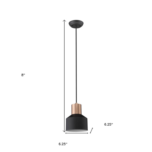 Homeroots Matte Black And Rose Gold Pendant Hanging Light   398322