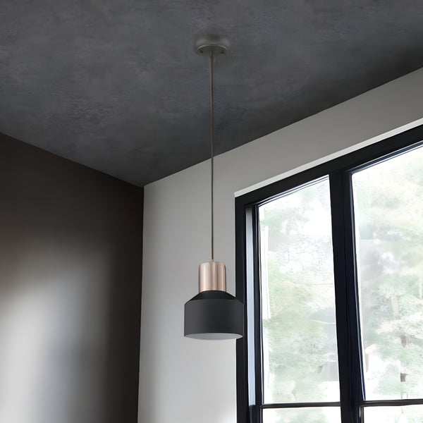 Homeroots Matte Black And Rose Gold Pendant Hanging Light   398322