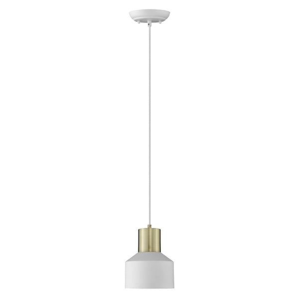 Homeroots White And Gold Pendant Hanging Light   398323