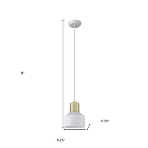 Homeroots White And Gold Pendant Hanging Light   398323