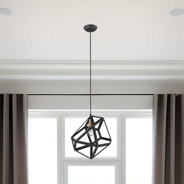 Homeroots Hedron 1-light Matte Black Pendant   398326