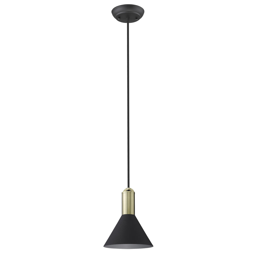 Homeroots Matte Black And Gold Conical Pendant Hanging Light   398329