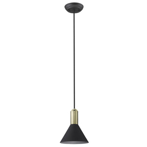 Homeroots Matte Black And Gold Conical Pendant Hanging Light   398329