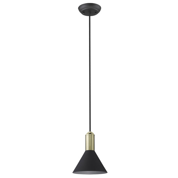 Homeroots Matte Black And Gold Conical Pendant Hanging Light   398329