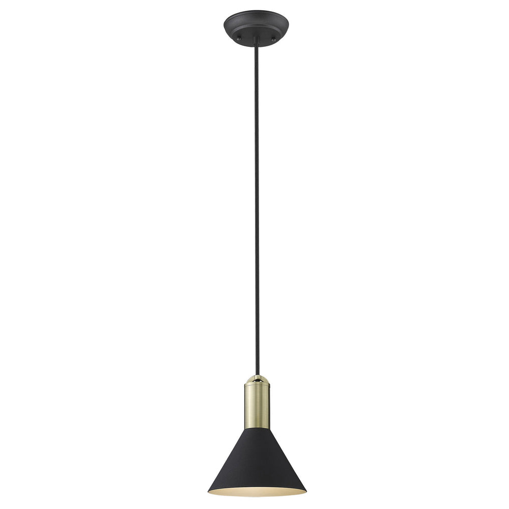 Homeroots Matte Black And Gold Conical Pendant Hanging Light   398329
